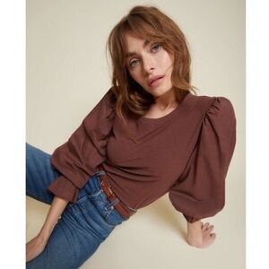 Nation LTD Carly Volume Sleeve Pima Cotton Top - XS